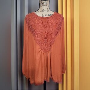 ODDY Terracotta Lace Blouse NWT SZ 3XL